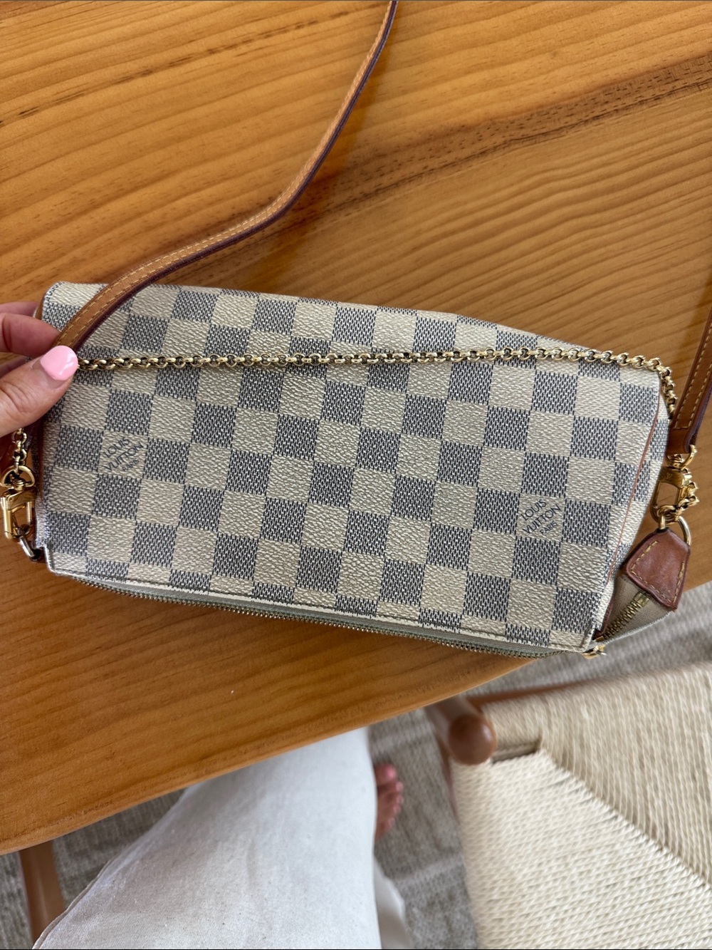 Louis Vuitton Damier Azur Crossbody with Brown Leather Trim - Picture 4 of 4